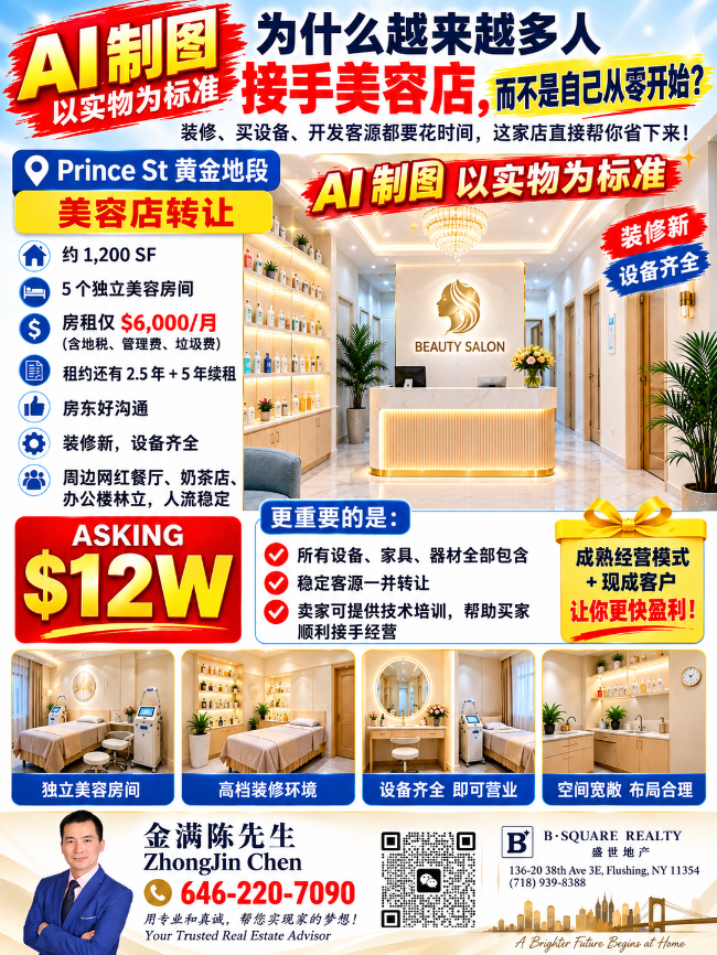 法拉盛美容店转让#6462207090
