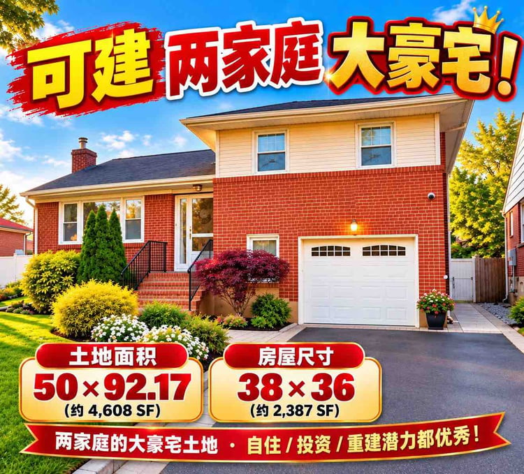 🔥 26学区 Little Neck 大地一家庭｜可改两家庭｜未上市 $139.9万
